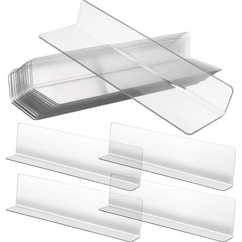 20 Séparateurs D'étagères en PVC Transparents 20 Cm X 6 Cm, Lot de 20 Pièces pour Supermarché, Organisateurs de Rayonnages Robustes et Polyvalents Cuisine, Placard et Commerce (1/5)