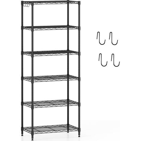 COSTWAY Étagère de Rangement à 6 Niveaux, Étagères Réglables Robuste avec Grille en Fil en Forme de V, Meuble de Rangement pour Cuisine, Garage, Salon (M 6 Niveaux)
