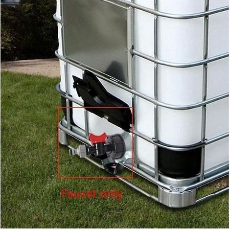 IBC Tank Auslassventil S60x6 mit Gartenschlauchanschluss, Ventil nur, Tank nicht enthalten