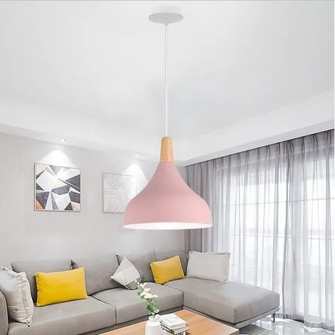 kawoo Lustre Salon Rose,E27 Lampe Plafonnier Industrielle Mdoerne Style Nordique pour Salon Chambre Cafe Bar,ø20cm (1/4)