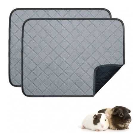Tapis absorbant pour cochon d'Inde et lapin, lot de 2, lavable, imperméable et super absorbant, pour cage et clapier, 60 x 45 cm, gris clair (1/5)