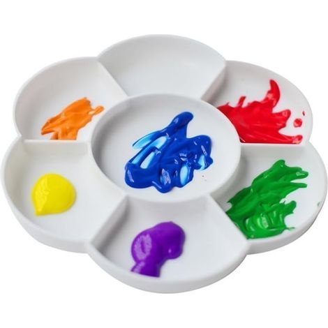 Palette de mélange de plateau de peinture en forme de fleur en plastique - Blanc (lot de 2) (1/2)