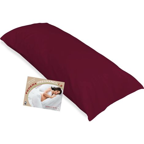 Federa per Cuscino Gravidanza 55x180 cm in Puro Cotone Tinta Unita con Patella Pregnancy 1.8 - Solo Rivestimento, Made in Italy Bordeaux