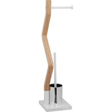 Conjunto WC moderno escobillero y portarrollos 30 x 10 x 10 cm funcional en acero blanco 130008543 (1/4)