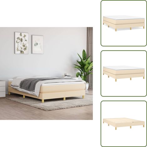 Boxspringbett mit Matratze Creme 140x200 cm Stoff - Boxspringbett - Doppelbett - Cremefarbenes Bett - Bettenrahmen - Matratze (1/5)