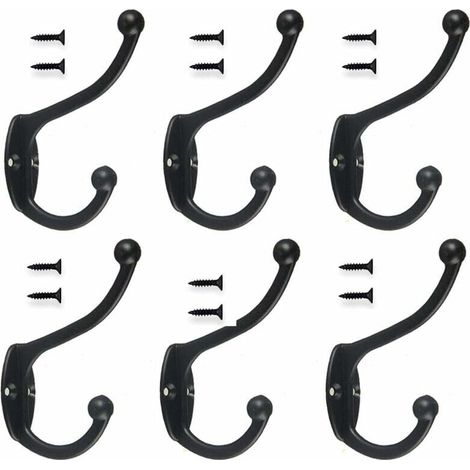 AMXCNOY 6er-Set Retro-Hakengarderobe, Vintage-Wandhaken aus Metall für Bad, Küche, Schlafzimmer, Flur – Schwarz (1/3)