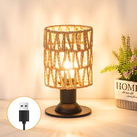 Lampe de table en corde de chanvre tressée pour terrasse tricolore (ampoule incluse), salon, européenne (1/5)