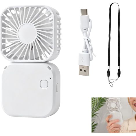 Mini USB Rechargeable Fan, Quiet Portable Fan with 3 Speeds, 180° Rotation, 3-6 Hour Battery Life, Desk Fan, Travel Fan, Home Fan, Outdoor Fan, Neck Fan (1/5)