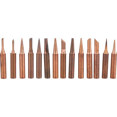 Lot de 14 pannes de fer à souder en cuivre pur, embouts de rechange pour station de soudage manuelle, accessoires de soudure électrique (1/5)