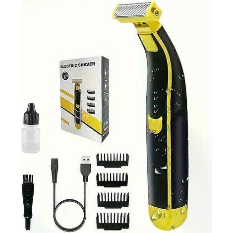 Rasoir électrique pour homme à double lame, étanche, rechargeable et sans fil, pour le visage et le corps, entièrement lavable. Épilation complète. (1/4)