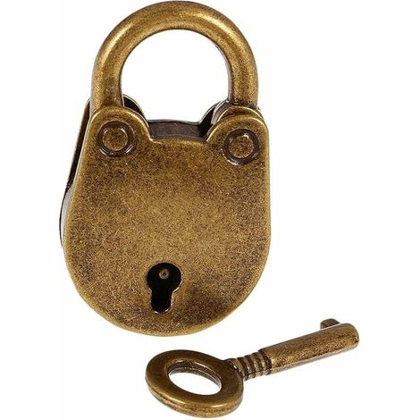 Cadena avec Clé Mini Cadenas de Forme d'Ours Cadenas de Style Antique Vintage, (1/5)
