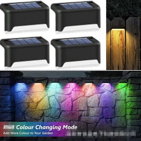 Lot de lampes solaires LED, appliques murales, lampes de jardin, lampes d'escalier extérieures colorées (1/5)