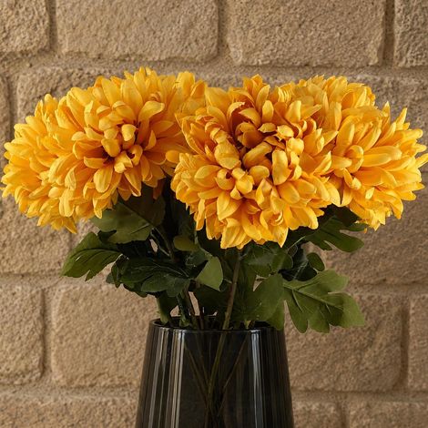 Pack of 6 x 75cm Extra Large Reflex Chrysanthemum - Gold - Premium Quality