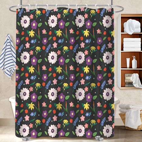Rideau de douche imperméable en polyester 180x180 stylé cache baignoire pour ambiance spa à domicile (1/5)