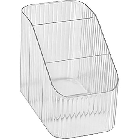 Pot à crayons à 3 compartiments, porte-pinceaux de maquillage transparent, organiseur de bureau pour chambre, dortoir, école, bureau (1/5)