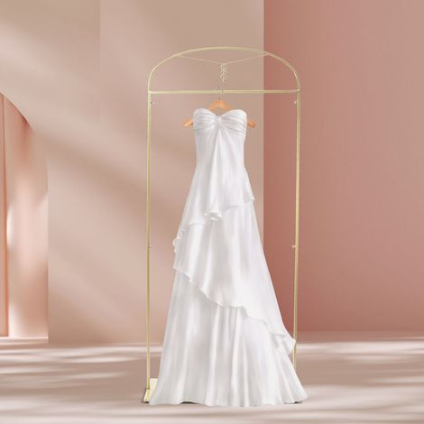 Cintre, porte-manteau doré, présentoir pour robes de mariée, présentoir pour vêtements, présentoir pour robes de soirée. (1/5)