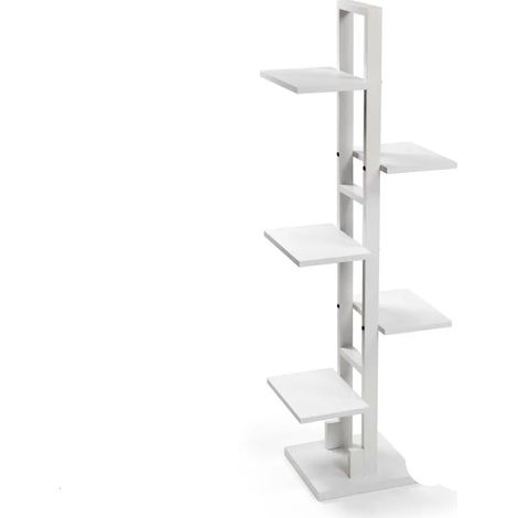 Estantería industrial blanca 30x30x131 cm con 5 estantes de madera