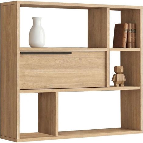 Regal Roiate, 5 Böden, Farbton Struktur Eiche, 90x22x81h cm Eichenbraun