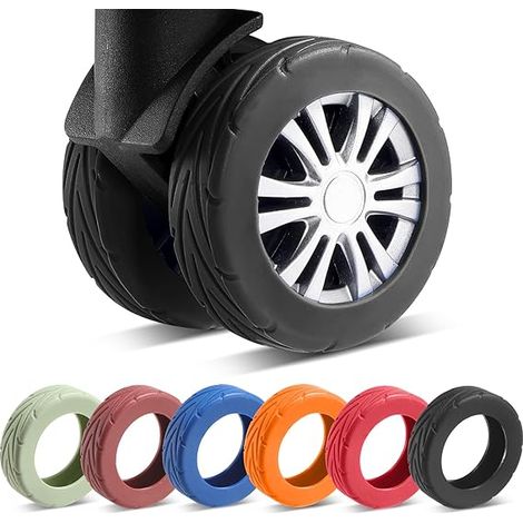 Couvertures de Roue de Bagage de Mise à Niveau de 8 pièces, valises de Bagage, résistantes à l'usure, Anti-Bruit, couvertures protectrices de Roue en Silicone pour Roue de 2-2,4 " (1/5)