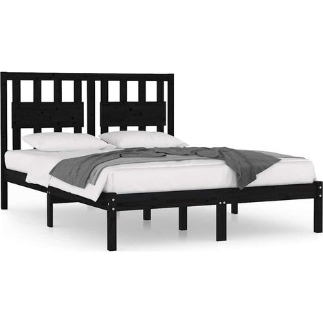 Maison Exclusive - Massivholzbett Schwarz Kiefer 200x200 cm (1/5)