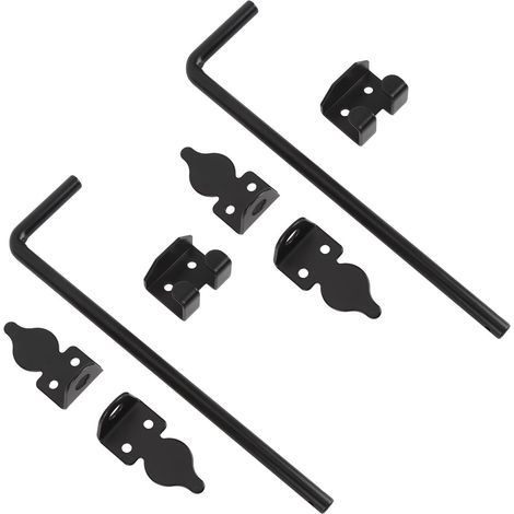 Loquet de Sol pour Portail, Boulons de Canne en Acier au Carbone de 30,5 Cm, Tige de Chute avec Revêtement en Poudre Noire avec Installation Facile, Maintien du Vent pour Portails Métalliques, (1/5)