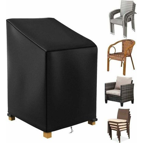 Housse empilable pour chaise de jardin (70 x 70 x 85/125 cm), imperméable, Oxford 420D, pour usage extérieur, noire (1/4)