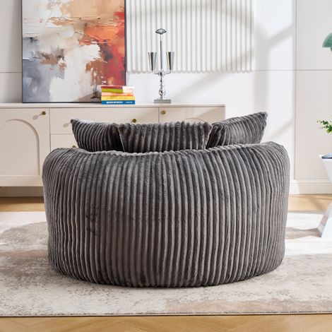 Asiento grande y redondo para tumbonas de descanso, banco de lectura de interior, sofá cama sin patas con reposapiés, gran formato, tejido suave y respaldo de tela acordonada, adecuado para salas de e (1/5)