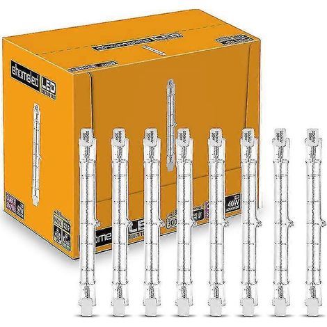 Ampoule halogène R7s (lot de 6) 118 mm 230 W, dimmable, 230 V, 4650 lm, 2800 K, blanc chaud, économie d'énergie, culot J118, pour éclairage linéaire de sécurité. (1/3)