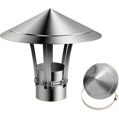 Neptune – Chapeau de cheminée inox 201 réglable 6-11-15 cm – Protection anti-oiseaux – Installation facile sans outils – Couvercle pour conduit de fumée