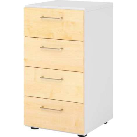 bümö smart Schubladen Schrank - 4 Schübe Weiß/Ahorn (1/5)