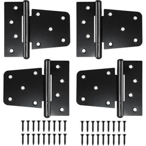 Set mit 4 robusten Türscharnieren, Flachscharnieren für Gartenhäuser, Scheunen und Holzzäune (Schrauben inklusive) (schwarz) (1/5)