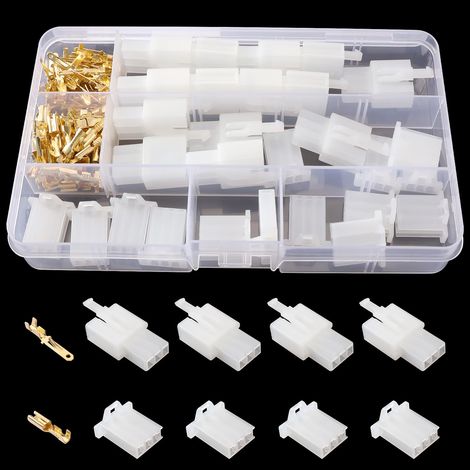 120 Pièces 2.8mm 3 Broches Fil Électrique Connecteurs Kit, Mâle Femelle Bornes de Fils à Sertir et Boîtier de Prise et Connecteur, pour Moto Voiture Bateaux Électrique (1/5)