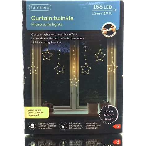 Lumineo LED Stern-Lichtervorhang Twinkle Micro wire silber 1,2 Meter 156 Lichter - warmweiß (1/2)
