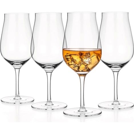 Ensemble de 4 grands verres en cristal sans plomb, fabriqués à la main. Convient aux boissons de 300 ml (10 oz). (1/5)
