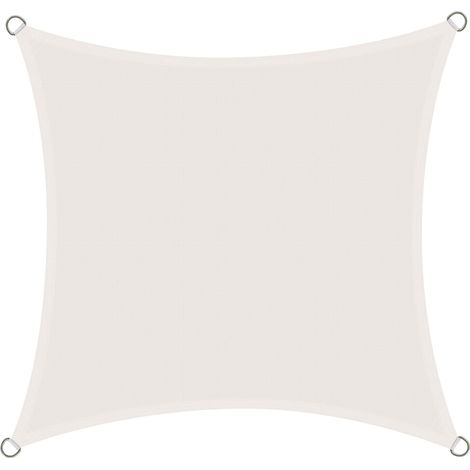 Toile d'ombrage carrée imperméable 3 x 4 m, résistante à l'eau, en PES, offrant une protection UV à 98 %, pour terrasse, jardin ou pergola, couleur crème. (1/5)
