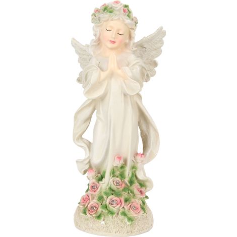 Statue Ange Solaire Résine Extérieur Décoration Jardin Lumière LED Automatique Ornement Pelouse Terrasse 30cm (1/5)