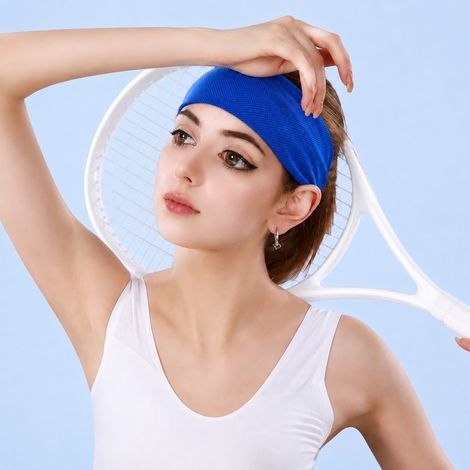 10 Pièces Bandeau Sport Absorbant Sueur 24 x 8 x 2,5 cm Bleu Royal Yoga Fitness
