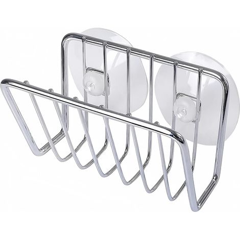 Schwammhalter für Küchenspüle, Schwammhalter mit Saugnapf aus Edelstahl - Silber