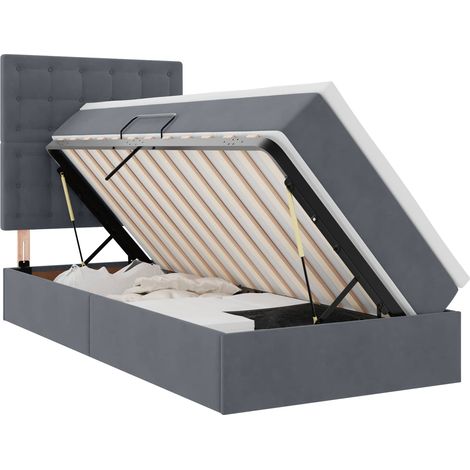 Maison Exclusive - Aufbewahrungsbett mit Matratze Dunkelgrau 90 x (1/5)
