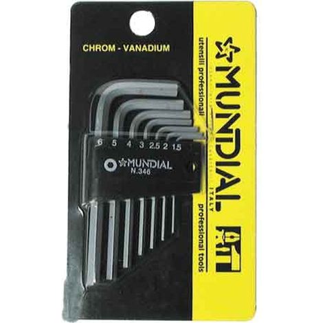 SERIE CHIAVI MASCHIO ESAGONALE MUNDIAL 7 pezzi (1,5÷6 mm)