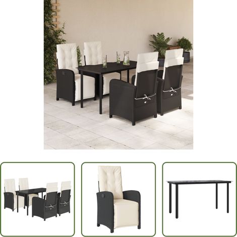 vidaXL Mobilier extérieur - Ensemble à manger de jardin coussins 5pcs Noir Résine tressée (1/5)