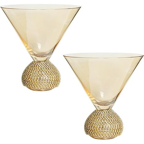 Ensemble de 2 coupes à glace en verre de luxe, coupes à dessert en verre à strass, coupes à glace transparentes, coupes en verre trempé, verres à dessert avec base à strass pour glace, dessert, C (1/5)