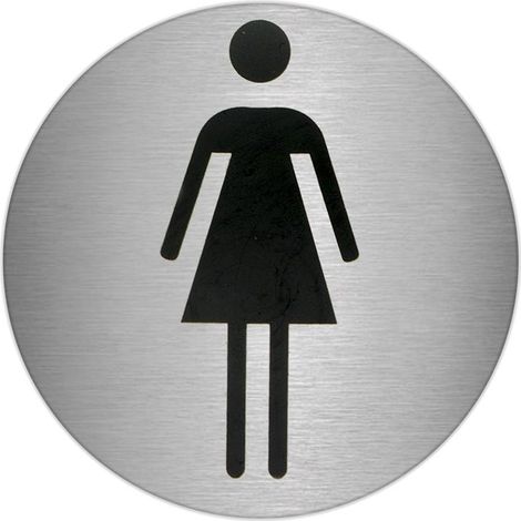 Plaque Adhésive Salle de Bain "Femme" Acier Inoxydable Ø 7 cm. (1/3)
