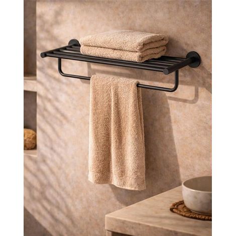 Rack portasciugamani 60 cm nero opaco Minimal (1/2)