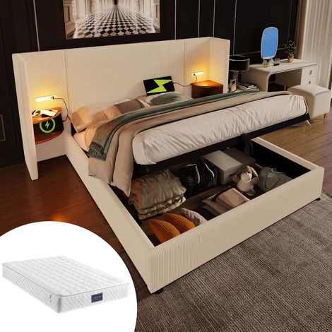 Bett Doppelbett Bettgestell Stauraum 160x200 Cord OKMYHOME (1/5)