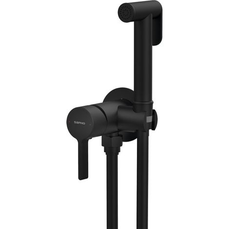 Sapho Iconic - Mitigeur de bidet encastré, avec douchette, avec corps d'encastrement, noir mat AF040B