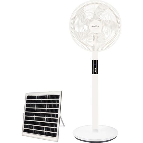 Kit ventilador de pie y panel solar Sanluri con mando Ø39cm 15W motor DC Blanco (1/5)