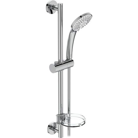 1 Ensemble Barre De Douche 900 Mm, Surface Chromée, Douchette 3 Fonctions, Salle De Bain