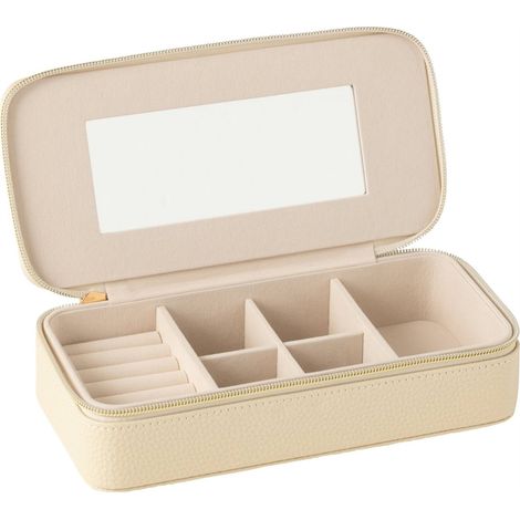 Boîte à bijoux beige avec miroir intégré - beige (1/4)