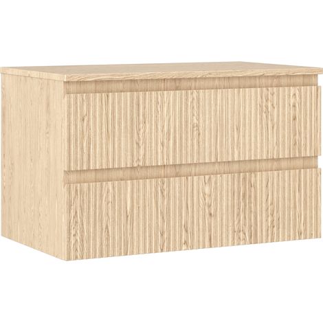 Mexen Rivel Badezimmer-Unterschrank 80 cm mit Arbeitsplatte, 2 Schubladen, geriffelt, Eiche - 91A20-08047-2-BFFC81 (1/5)